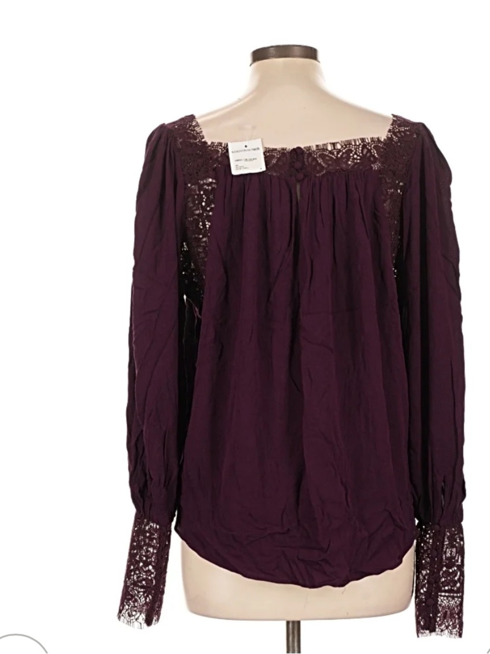 Free People Off-Shoulder Lace-Trim Blouse — Plum